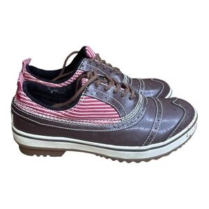 Sorel Tivoli Women’s low top red stripe brown leather waterproof boots size 8